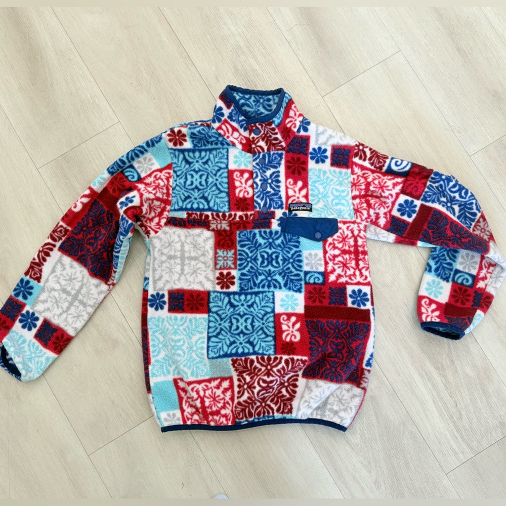 Patagonia Synchilla Fleece Sweatshirt Pullover XXS Patchwork Snap-T Cozy Top